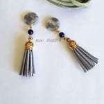 ラピスラズリとグレータッセルピアス/イヤリング
