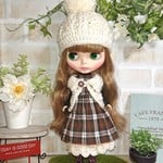 No.1447  秋の重ね着コーデ/ダークブラウンチェックワンピと黒タートルインナー