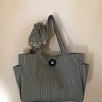小さめトートバッグ&丸ミニ巾着【ストライプ・パンダ】
