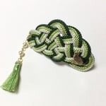 飾り結びのバレッタ(緑)