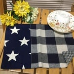 ⭐️yunaryo1029様専用⭐️【再】 星とチエック❤️A4両面ランチョンマット(ネイビー大きな星&チェック) 40×50 オーダーできます