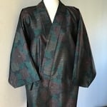 古布 奄美大島紬 未使用反物リメイク 商標付き 作務衣 大人女子♡和のお洒落上着