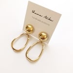 【gold】真鍮カボション × ゴールドオーバルリング ピアス／イヤリング