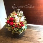 Xmas◇クリスマスアレンジメント◇ペアサンタと雪結晶ブラウン