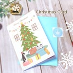 クリスマスカード　ツリーとペンギン