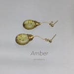 琥珀のドロップピアス    チェコビーズ