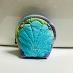 shell〜ハワイアンキルトのミニポーチ（アクアブルー×パープル）