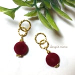 300円☆小フロッキー(レッド)☆ダブルリングのピアス/イヤリング