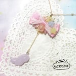 【新作】リボンと星と羽のゆめかわ淡色ネックレス
