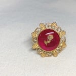 【SALE】レッドと薔薇のゴールドモチーフリング