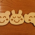 【3点セット】木のコースター(あにまるにっこり)　＜桧＞