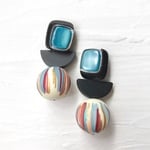 レトロボタン×ストライプヴィンテージビーズピアス