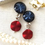 ☆Vintage☆ネイビー×レッドな大ぶりピアス/イヤリング