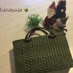 ハンドメイド/A4サイズ用/かごバッグ/モスグリーン