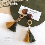 カーキ×マスタードのダブルタッセル♢earring or pierce