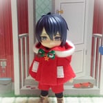 [受注制作]オビツ11サイズのドールちゃんに ウィッシュスターのクリスマスフードケープ 