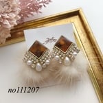 べっ甲ビジュー ファー ピアス イヤリング