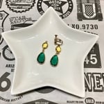 一滴の涙。大人かわいいシンプルイヤリング・ピアス。(イエロー＆グリーン)