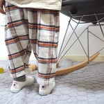 ットン起毛チェックのサルエルパンツ キナリ check&stripe