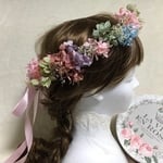 結婚式 ヘッドドレス 花冠 かすみ草 紫陽花 髪飾り