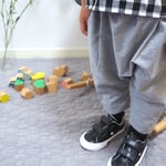 受注！！コットングレーダンガリーのサルエルパンツ check&stripe