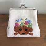 刺繍のがま口ポーチ  トイプードル