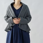 【wafu】＜9着限定価格＞厚地 コットン 羽織 ショール ボレロ ポンチョ トッパーカーディガン/グレー b41-6