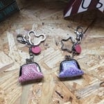 本革 革  ミニ  がま口 ポーチ   ガマ口 コインケース 指輪ケース キーホルダー リングケース アクセサリー キラキラ