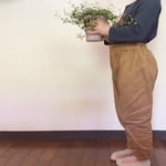 ハーフリネンのくったりパンツ/キャラメル色/120