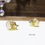 サージカルステンレス316Ｌ　星とパールのホワイトピアス　6ｍｍ