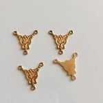 4個　アメリカ製真鍮3カン付　▽お花のコネクターパーツ