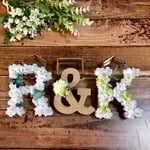 イニシャルオブジェ（大) 3文字セット ウェディング  ブルー×グリーン フラワーver.  結婚式