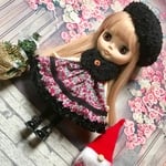 黒 赤紫 リバティ ワンピ3点セット ブライス アウトフィット