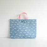 ◇オーダー可◇リボン付き デニムリボン～キルティングレッスンバッグ《サックス》
