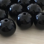 【16mm 16個】シンプルブラックアクリルビーズ