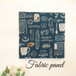 カフェ風朝ごはん(ネイビー)のファブリックパネル  30cm×30cm 