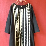 北欧　丸レース　切り替え　ワンピース　黒 