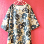 ◆SALE￥3,000引き!!◆北欧水彩風　お花　ゆったりワンピース　モカグレー 