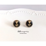 ローズラウンドピアス（Black)