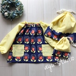 1セット限定❤️北欧のお花柄  90㎝スモック&巾着 3点セット