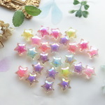 ＜再入荷！＞18個　オーロラビーズ　星　スター　アソート　プラスチックビーズ　約20㎜　S343J054-0