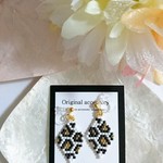 ★レオパード  white×black★ノンホールピアス