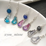 月と星/双子の猫さんのノンホールピアス/ピアス