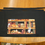 USA生地の本棚ネコポケットがついたカフェエプロン