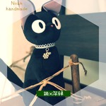 クリスマスチャーム+鈴付き 猫 首輪*レース〈銀〉×ベルベット〈青緑色〉