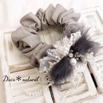 グレーリネンとファーのnaturalシュシュ＊