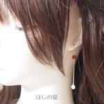 tomato7631様☆予約済み：赤と自然のチカラ☆レッドアゲートAAA＆淡水パールチェーンピアス