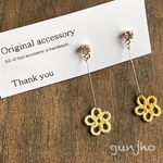 冬★タティングレースの小さな黄色いお花の揺れるシンプルピアス