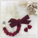 クリスマス カラー  キッズネックレス＆ノンホールピアス（イヤリング）セット