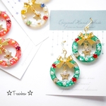 【送料込】聖なる光＊クリスマスリースのピアス/イヤリング